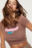 Powerpuff Girl Logo Crop T Shirt, CHOC MALT/LCN CAR PPG LOGO
