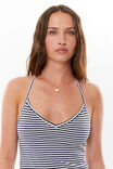 Khloe V Neck Halter Top, NAVY STRIPE - alternate image 4