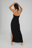 Serena Halter Neck Ruched Maxi Dress, BLACK - alternate image 3