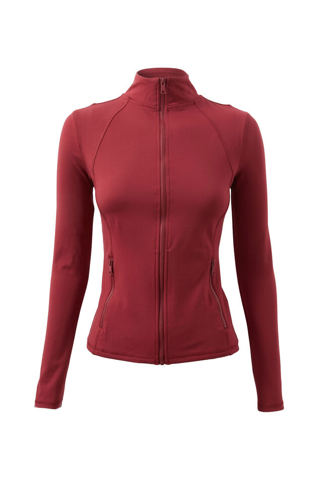 Tammy Active Zip Through Jacket, DEEP CHERRY