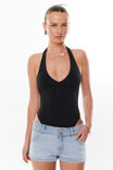 Luxe Halter Bodysuit, BLACK - alternate image 1