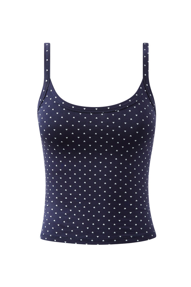 Kiki Scoop Neck Tank, MICRO HEART NAVY