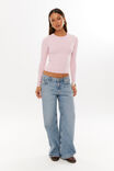 Luxe Long Sleeve Longline Tee, ROSETTE PINK - alternate image 5