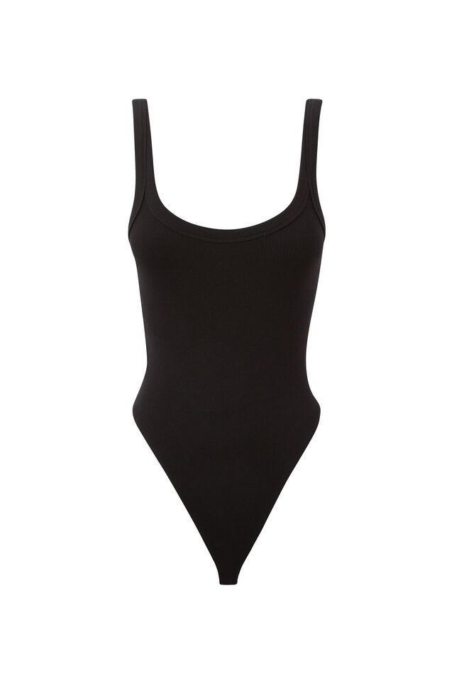 Cora Rib Bodysuit, BLACK