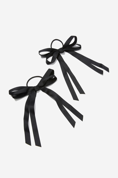 Lily Bow Hair Tie 2 Pack, BLACK
