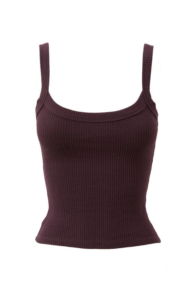 Riri Scoop Neck Tank, BROWN BERRY
