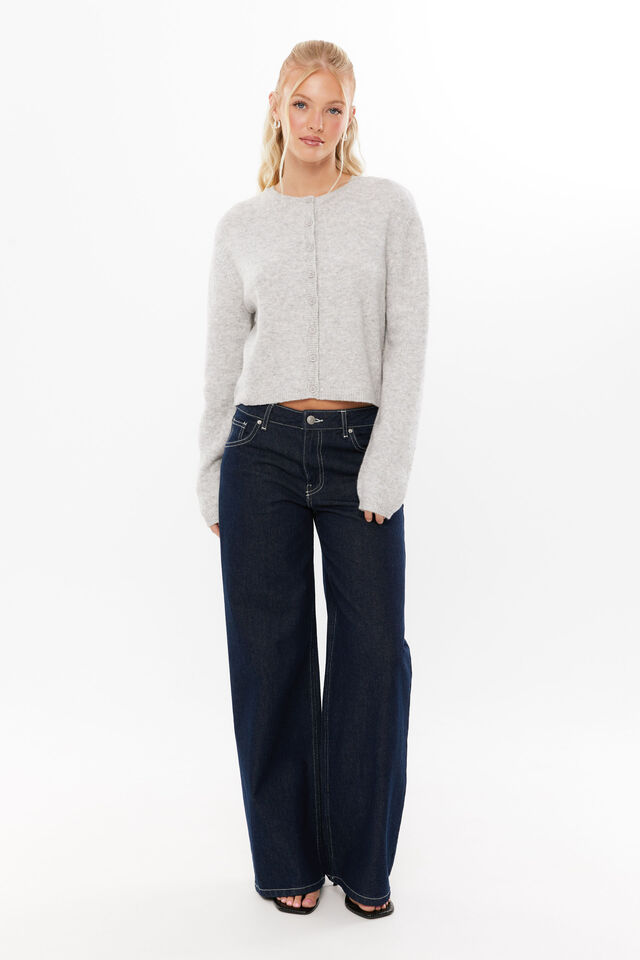 Brydie Button Through Cardigan, GREY MARLE