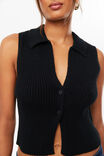 Olivia Collared Knit Vest, BLACK - alternate image 4
