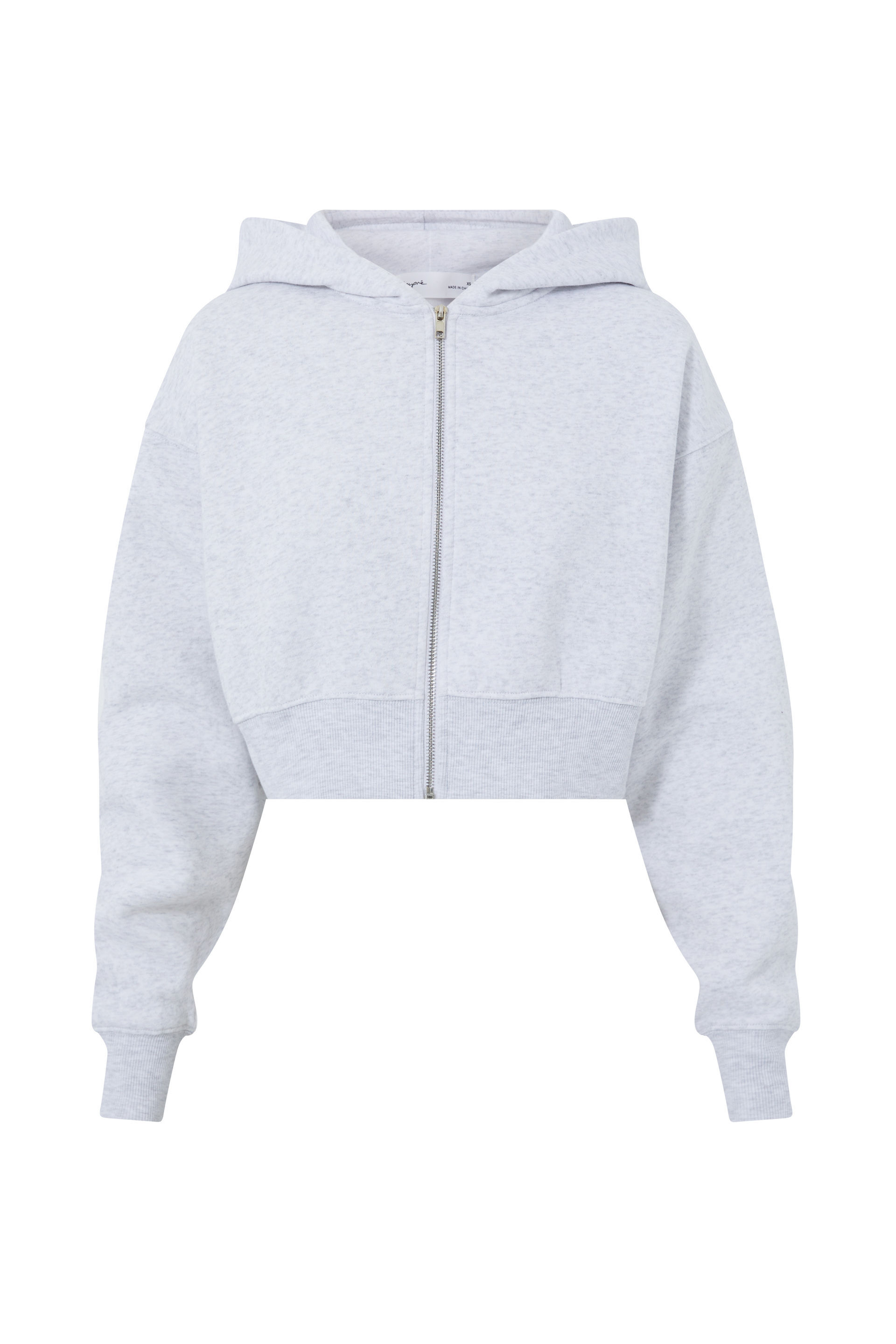 Grey crop new arrivals zip hoodie