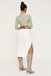 Olive Split Midi Skirt, WHITE