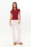 Lexy Rib Button Through Tee, CHERRY RIPE - alternate image 5