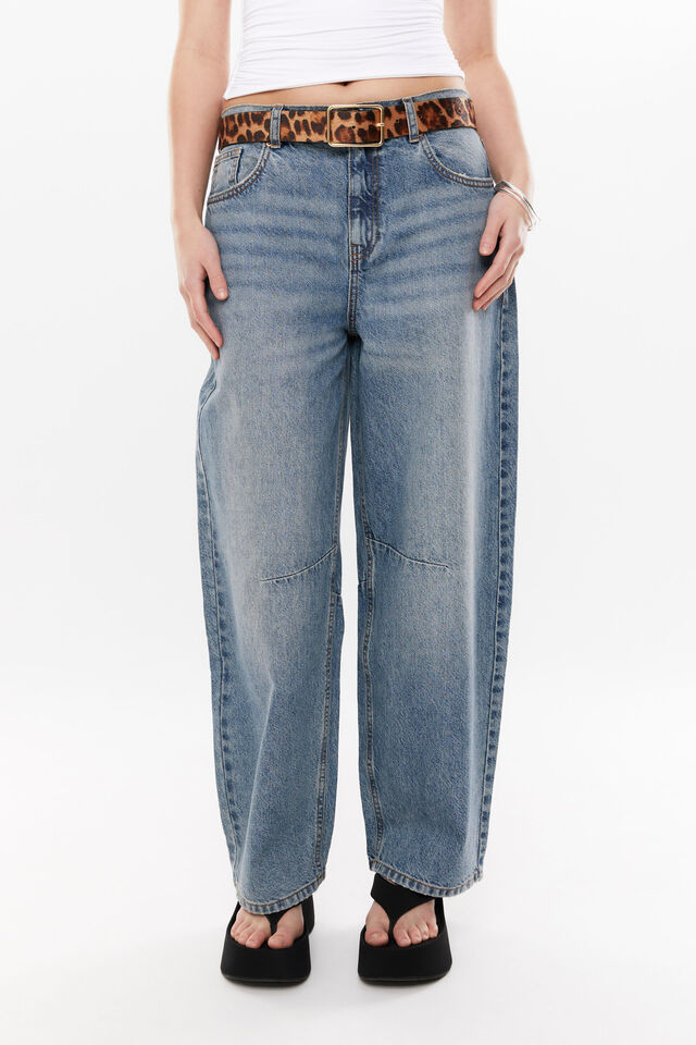 Low Rise Barrel Jean, BRONCO BLUE