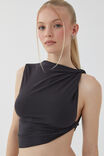 Soft Ruched Twist Top, BLACK - alternate image 4