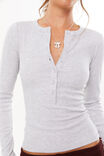 Harriet Henley Long Sleeve Top, GREY MARLE - alternate image 4