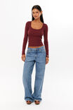Riri Scoop Neck Long Sleeve, DARK PLUM - alternate image 2