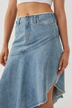 Asymmetrical Denim Midi Skirt, BYRON BLUE - alternate image 4