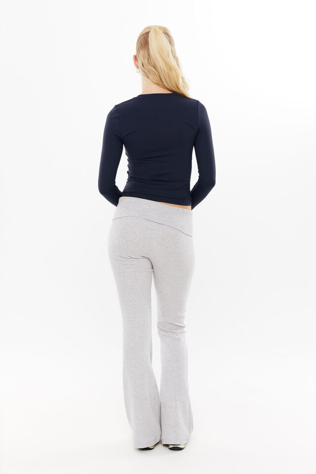 Luxe Long Sleeve Longline Tee, NAVY LEAGUE