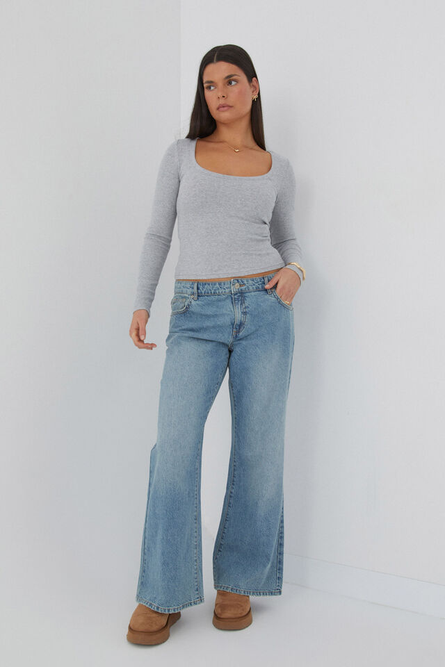 Low Rise Bootleg Jean, SURF BLUE