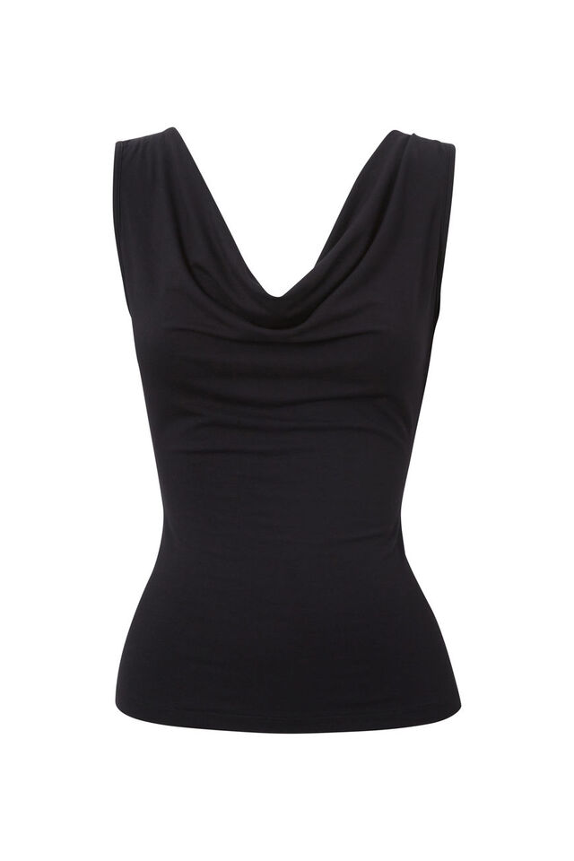 Capri Cowl Neck Top, BLACK