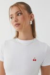 Court Graphic Fitted Tee, WHITE/CHERRY - alternate image 1