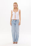 Sadie Tie Front Top, WHITE - alternate image 2