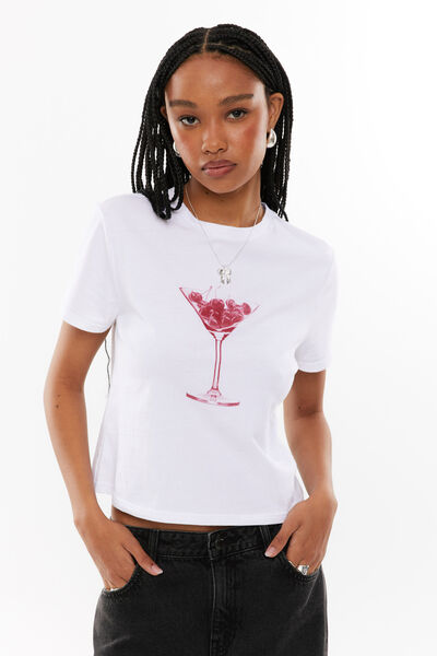 Everyday Graphic Tee, WHITE/CHERRYTINI