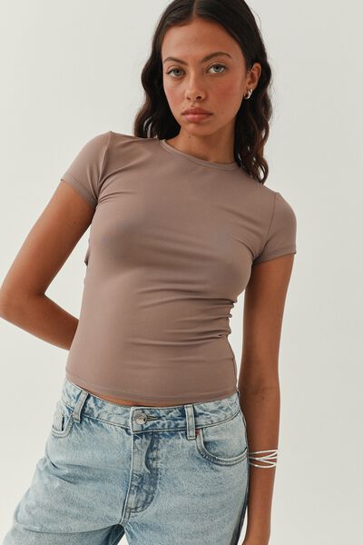Shay Short Sleeve Top, TOFFEE TAUPE