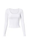 Helly Long Sleeve Scoop Neck Top, WHITE - alternate image 6