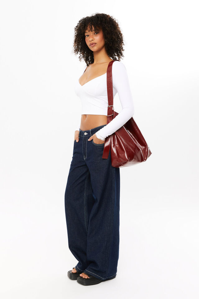 Luxe Kya Long Sleeve Top, WHITE
