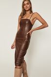 Vegan Leather Midi Dress, CHOC TOP