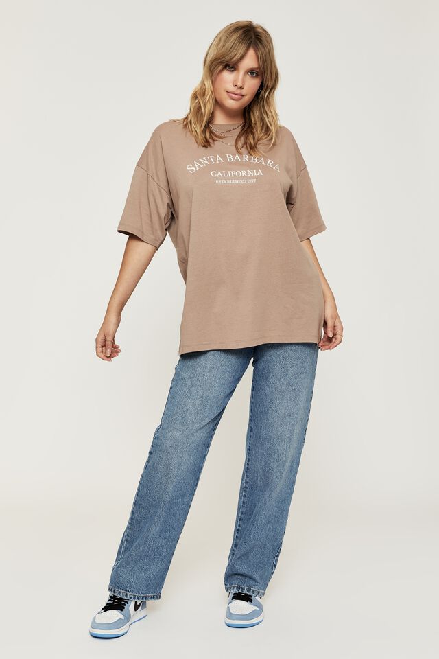 Camryn Oversized Printed T Shirt, TOFFEE TAUPE/SANTA BARBARA