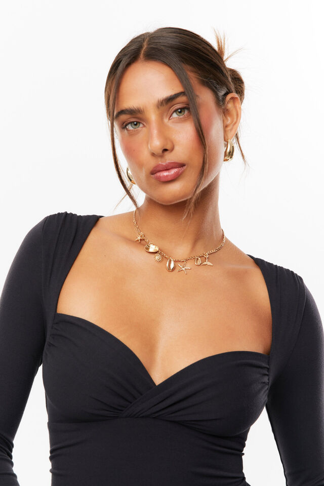 Soft Jolene Long Sleeve Top, BLACK