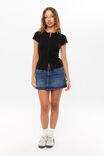 Lexy Rib Button Through Tee, BLACK - alternate image 2