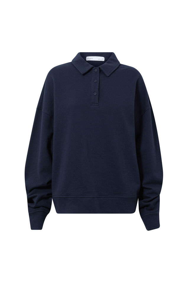 Pia Collared Polo Jumper, NAVY