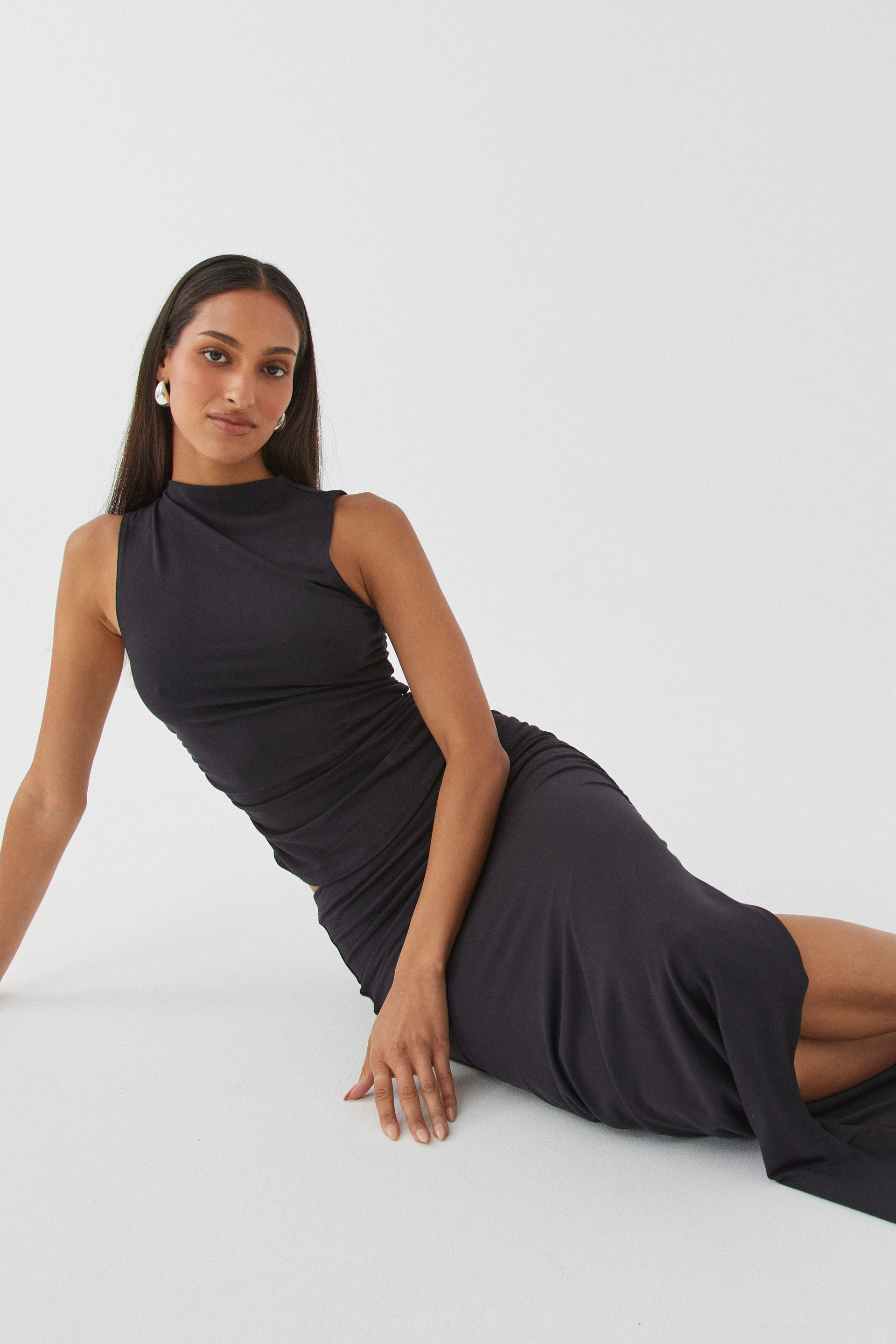 Black split maxi skirt top
