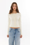 Cassie Button Through Knit Cardi, LEMON PUFF - alternate image 1