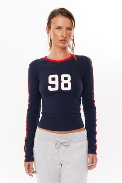 Gracie Long Sleeve Graphic Top, NAVY LEAGUE/98