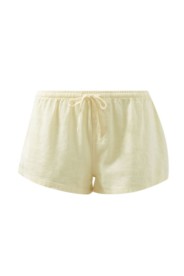 Henley Relaxed Linen Short, ICED YELLOW