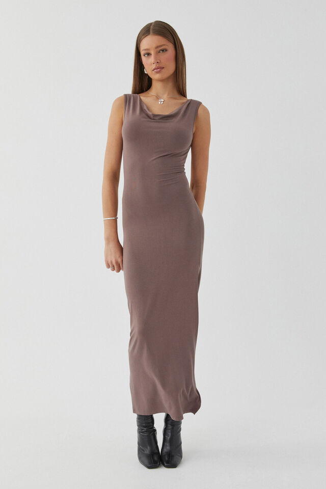 Soft Capri Maxi Dress, BROWN CAROB