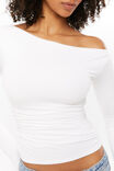 Soft Long Sleeve Off Shoulder Top, WINTER WHITE - alternate image 4