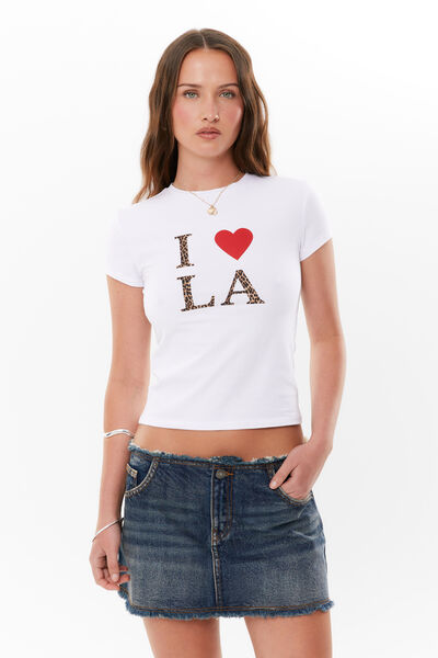 Brandi Graphic T Shirt, WHITE/LEOPARD LA