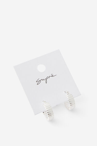 Earring Single Pack, SILVER/STACKED HOOP