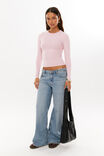 Luxe Long Sleeve Longline Tee, ROSETTE PINK - alternate image 2