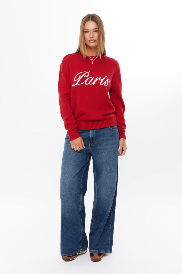 Bambie Crew Jumper, RED/PARIS