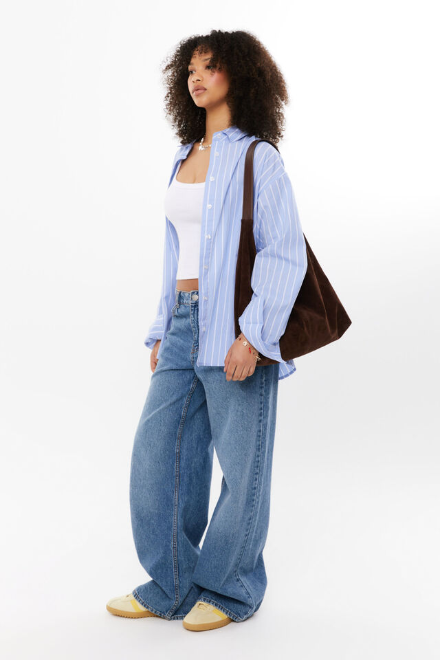 Tatum Oversized Shirt, BLUE STRIPE