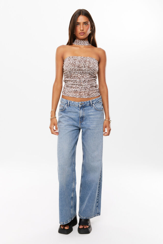 Milly Mesh Halter Top, IZABEL CHEETAH BROWN