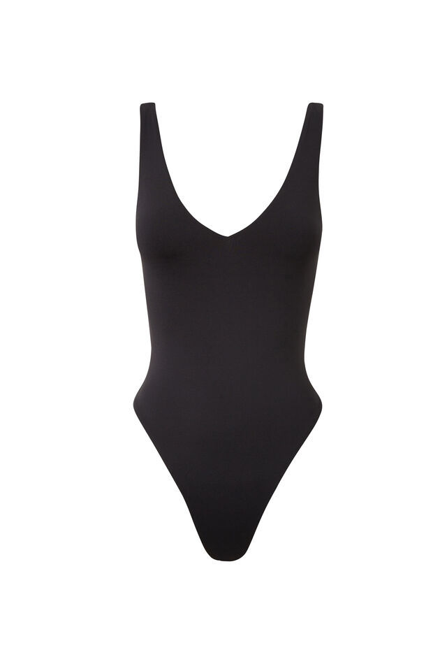 Luxe V Neck Bodysuit, BLACK