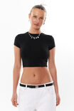 Luxe Cropped Short Sleeve Top, BLACK - alternate image 1