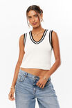 Reece V Neck Knit Vest, SUMMER WHITE/BLACK - alternate image 1