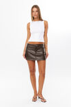 Maya Faux Leather Mini Skirt, DARK CHOC - alternate image 1